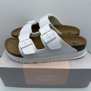 Papillio by Birkenstock Arizona Flex Platform Sandals White Vegan Size 41 US 10